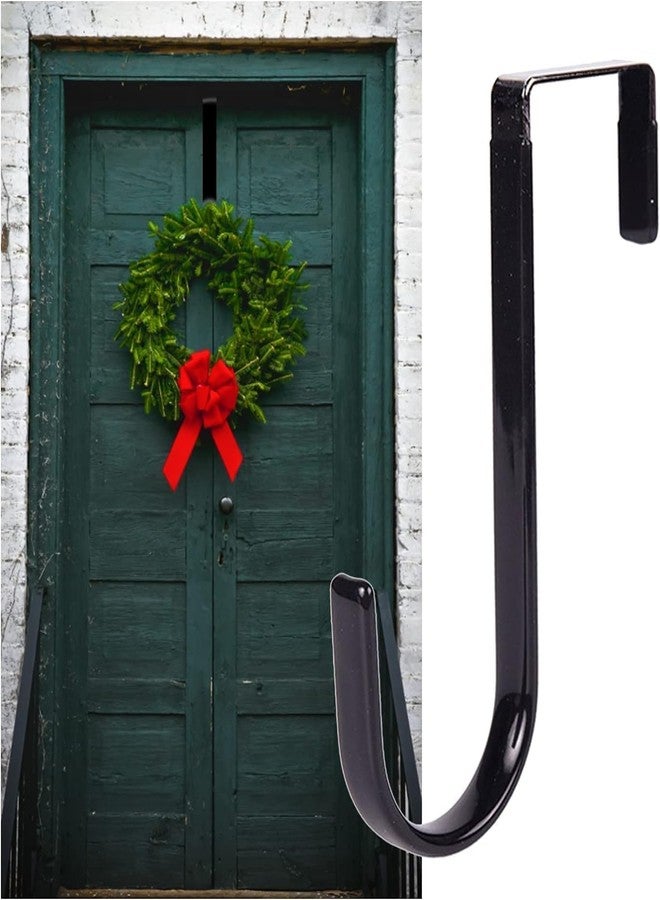 WaigN Black Wreath Hanger - Strong Bearing Fall Wreath Christmas Halloween Decorations Carbon Steel Wreath Door Hook 5" Height Wreath Hangers, Home Décor Accents, Decorations - Image 1